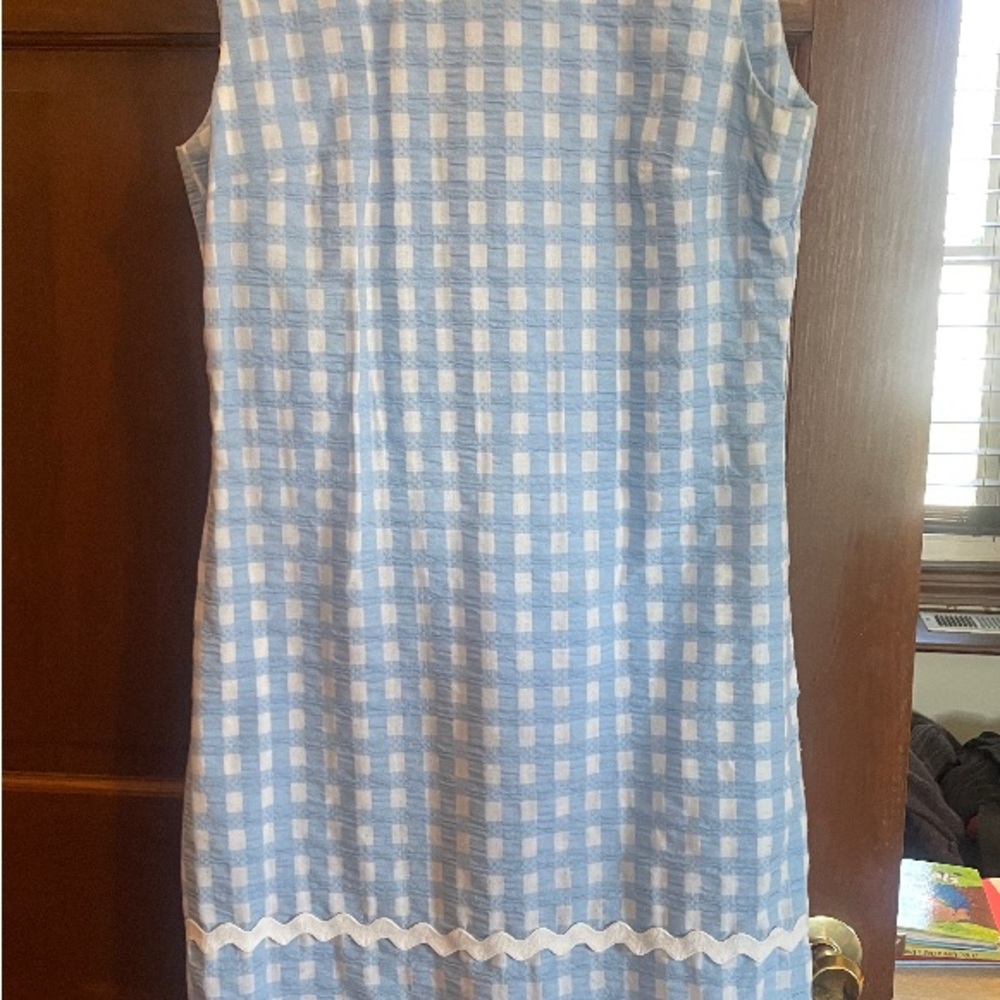 Vintage Jameson Boutique size 11 dress gingham baby blue white